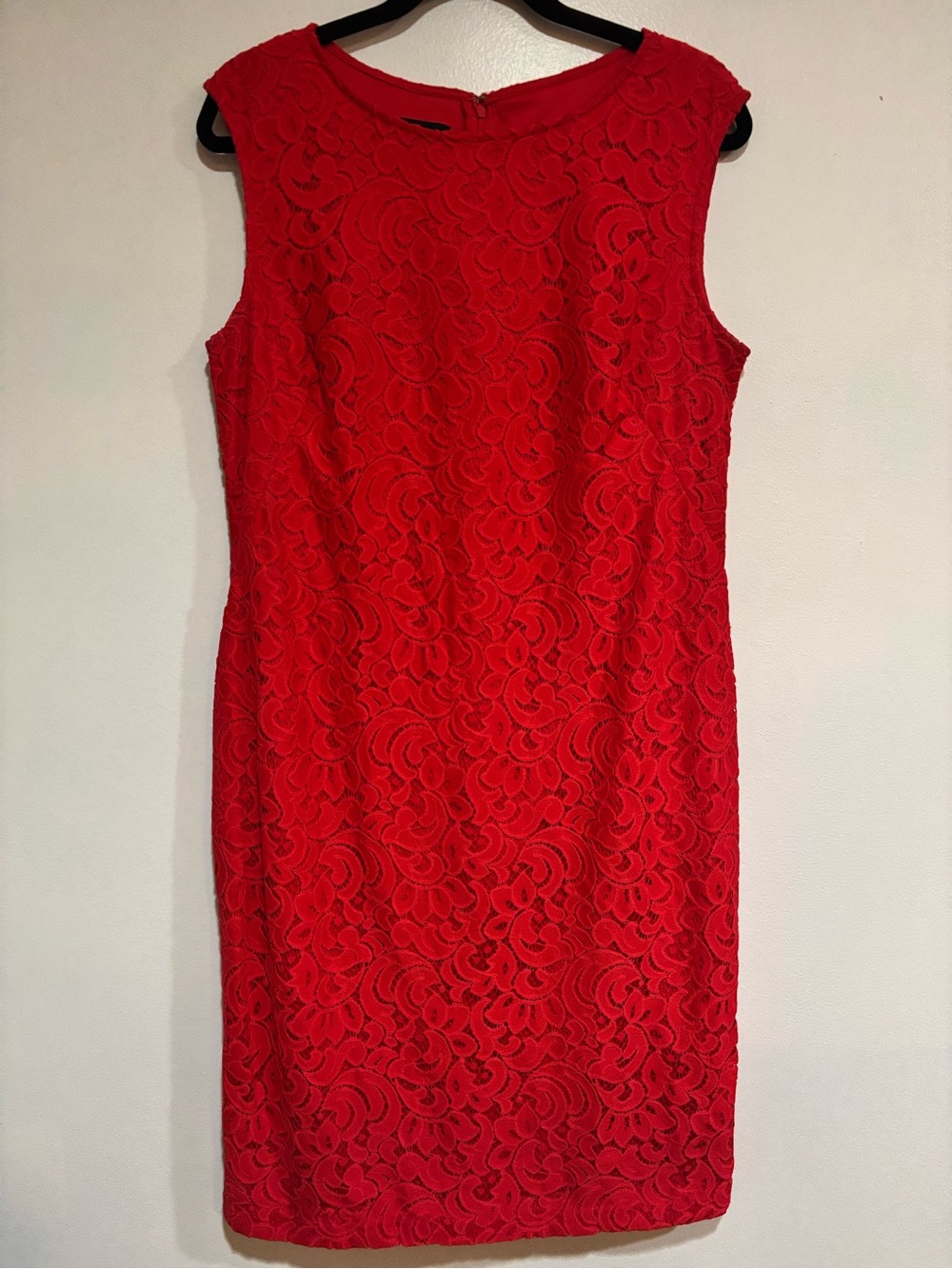 Black Label by Evan Picone Red Lace Sheath Dress Women 12 Cocktail Holiday Event